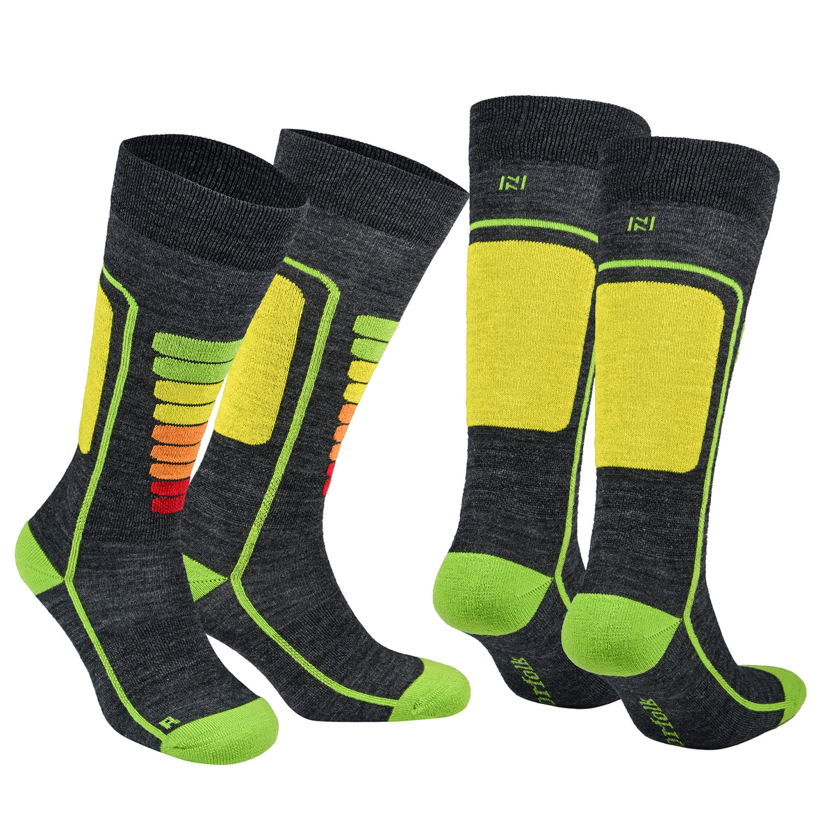 Merino Wool Ski Socks for Kids with Shock Absorption - 2 pairs - Courchevel Kids