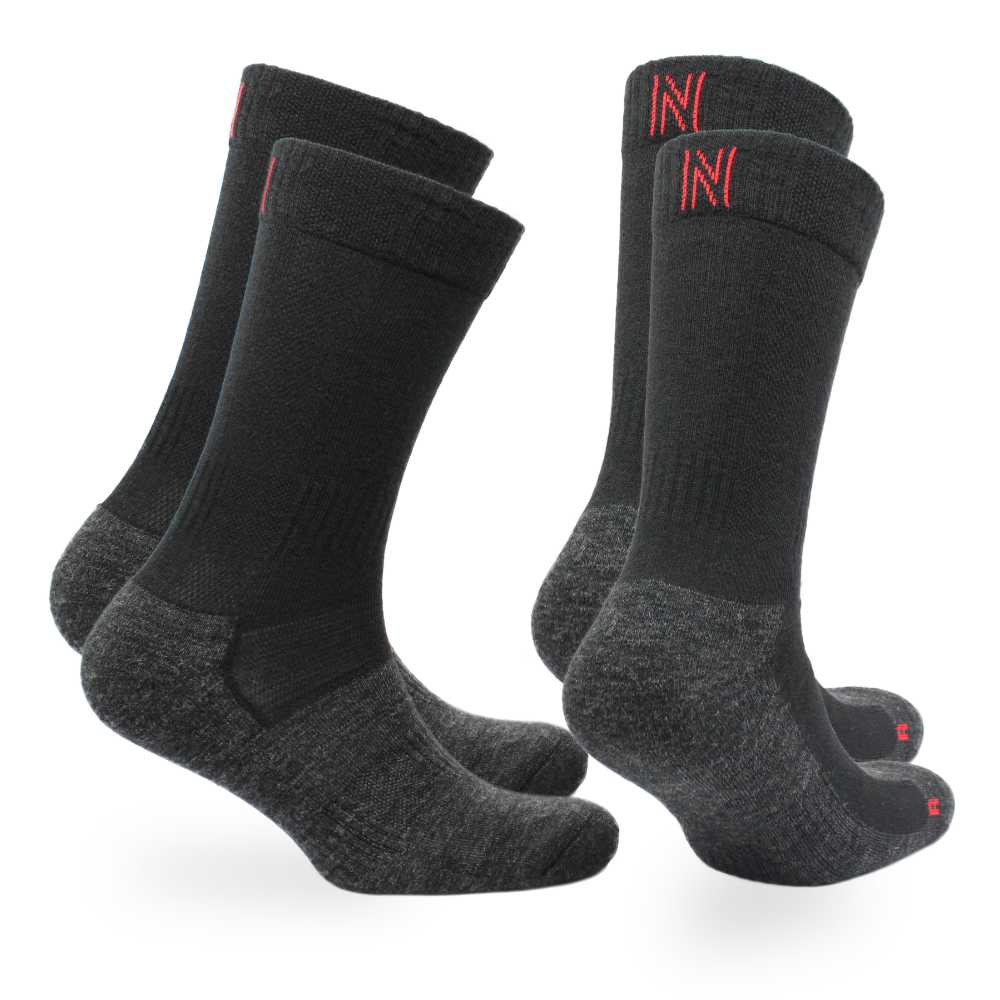 Merino Wool Mid Weight Cushioned Walking Socks - 2pp - Leonardo
