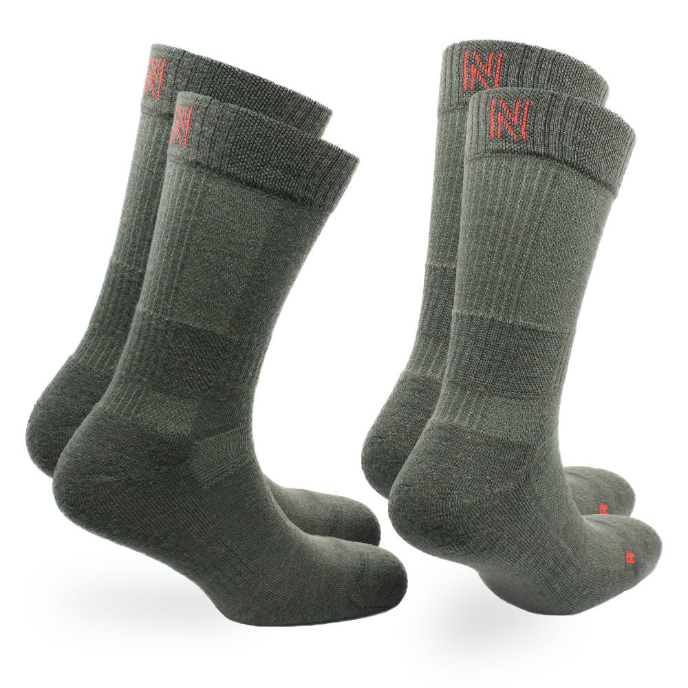 Merino Wool Mid Weight Cushioned Walking Socks - 2pp - Leonardo