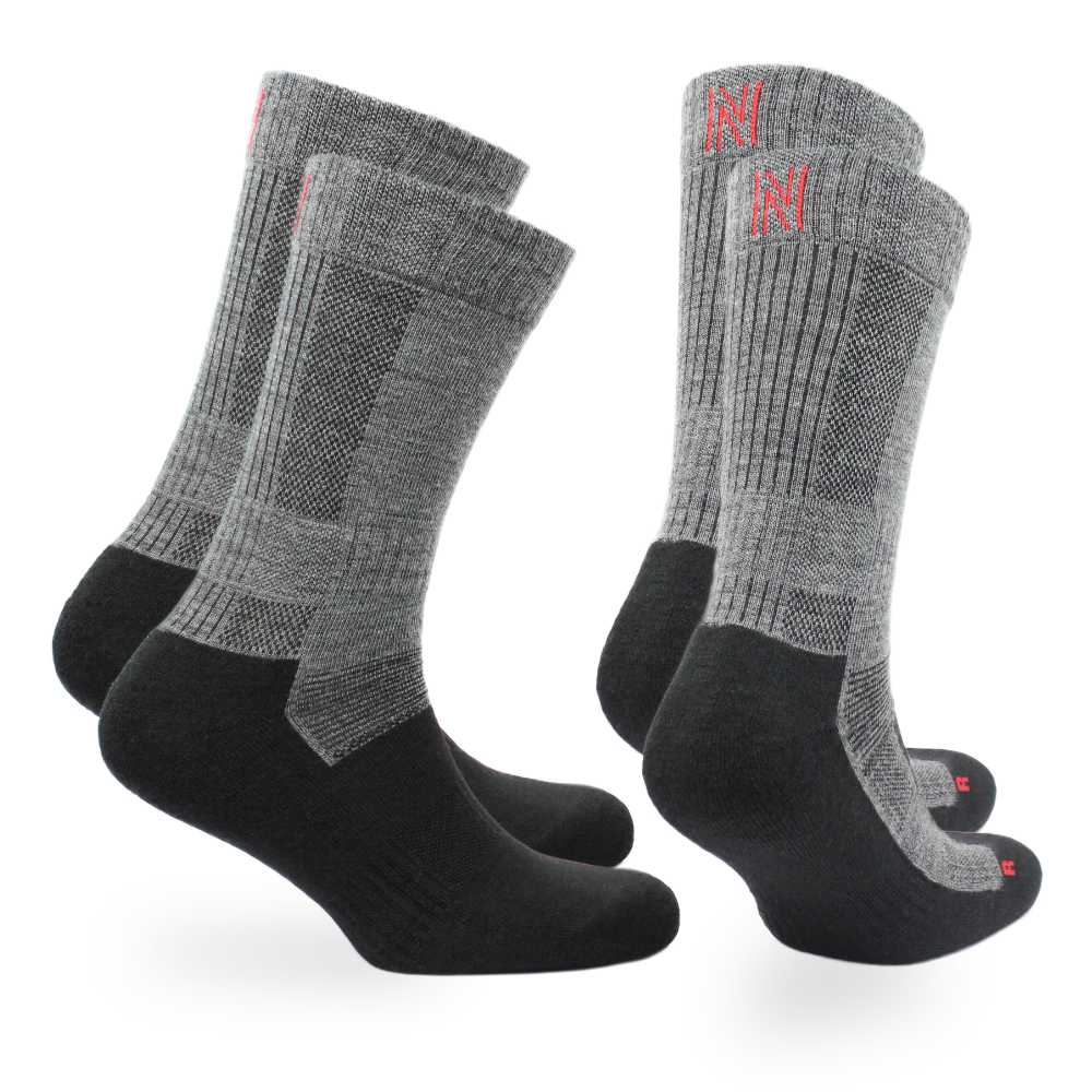 Merino Wool Mid Weight Cushioned Walking Socks - 2pp - Leonardo