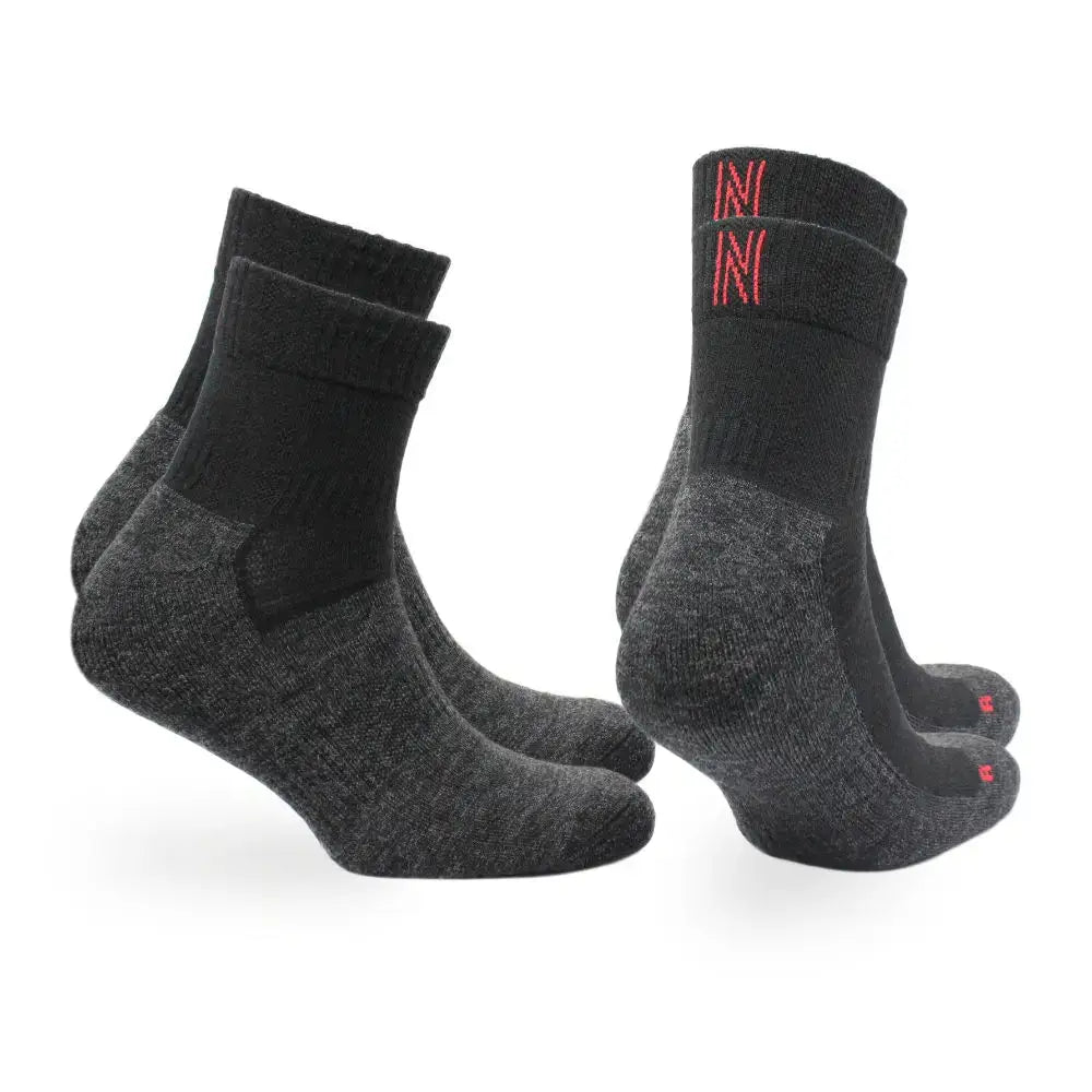 Merino Wool Mid Weight Cushioned Quarter Walking Socks - 2pp - Leonardo QTR