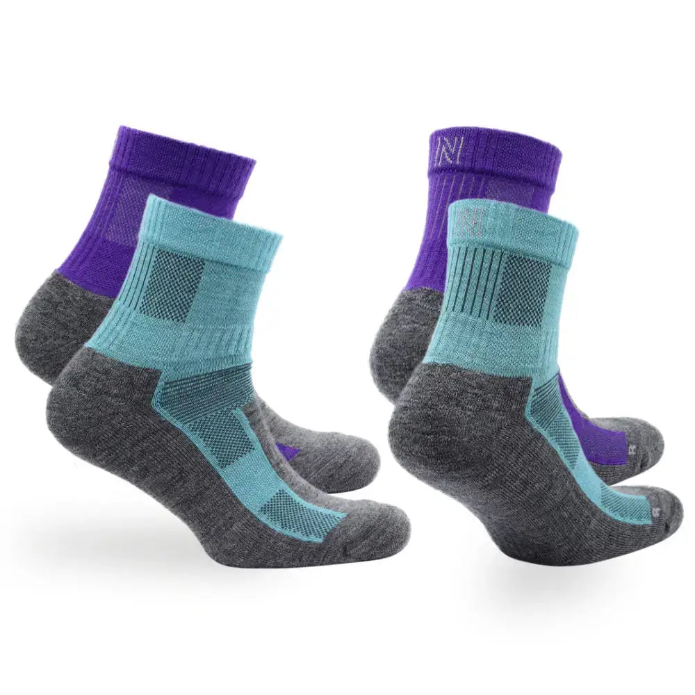 Merino Wool Mid Weight Cushioned Quarter Walking Socks - 2pp - Leonardo QTR