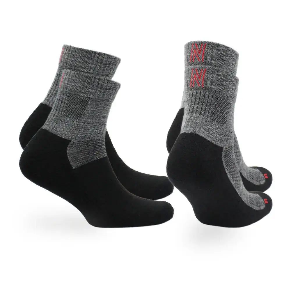 Merino Wool Mid Weight Cushioned Quarter Walking Socks - 2pp - Leonardo QTR