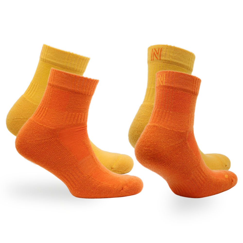 Merino Wool Mid Weight Cushioned Quarter Walking Socks - 2pp - Leonardo QTR