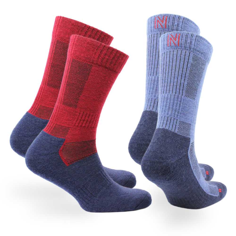 Merino Wool Mid Weight Cushioned Walking Socks - 2pp - Leonardo
