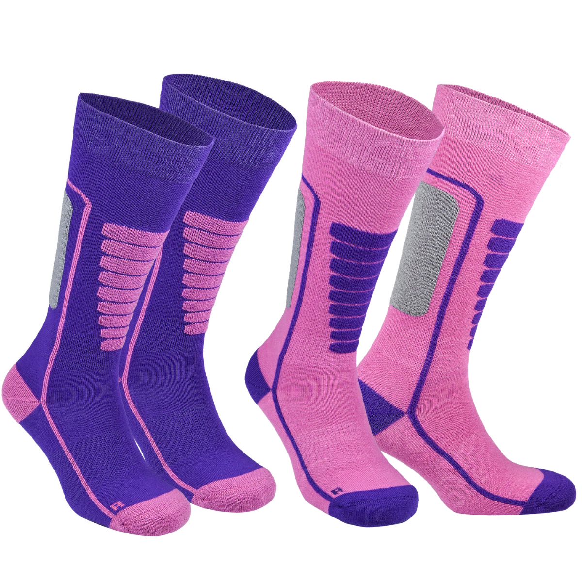 Merino Wool Ski Socks for Kids with Shock Absorption - 2 pairs - Courchevel Kids