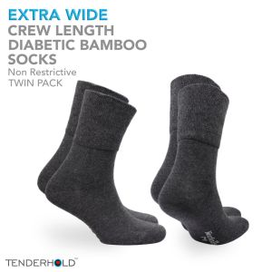 Norfolk 2 Pair Pack Extra Wide Comfort Fit Bamboo Socks with Stretch+ Technology - Cambridge