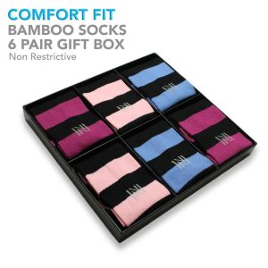 Tenderhold 6 Pair Gift Box Comfort fit Bamboo Socks - Salthouse Stripe Box