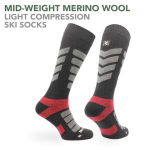 Thermal Mid-Weight Merino Wool Light Compression Ski Socks - Snowbird