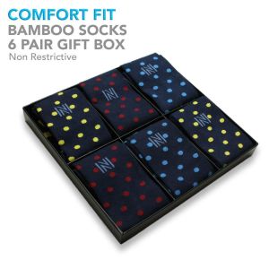 Tenderhold 6 Pair Gift Box Comfort fit Bamboo Socks - Colby Spot Box